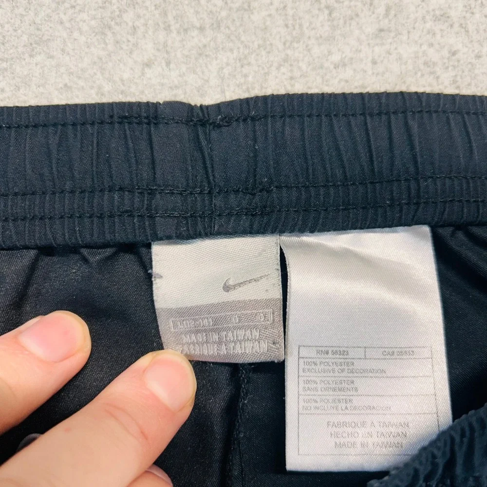 Nike‎ Track Pants Mens Large Black White Side Stripe Swoosh Logo Y2K Athletic